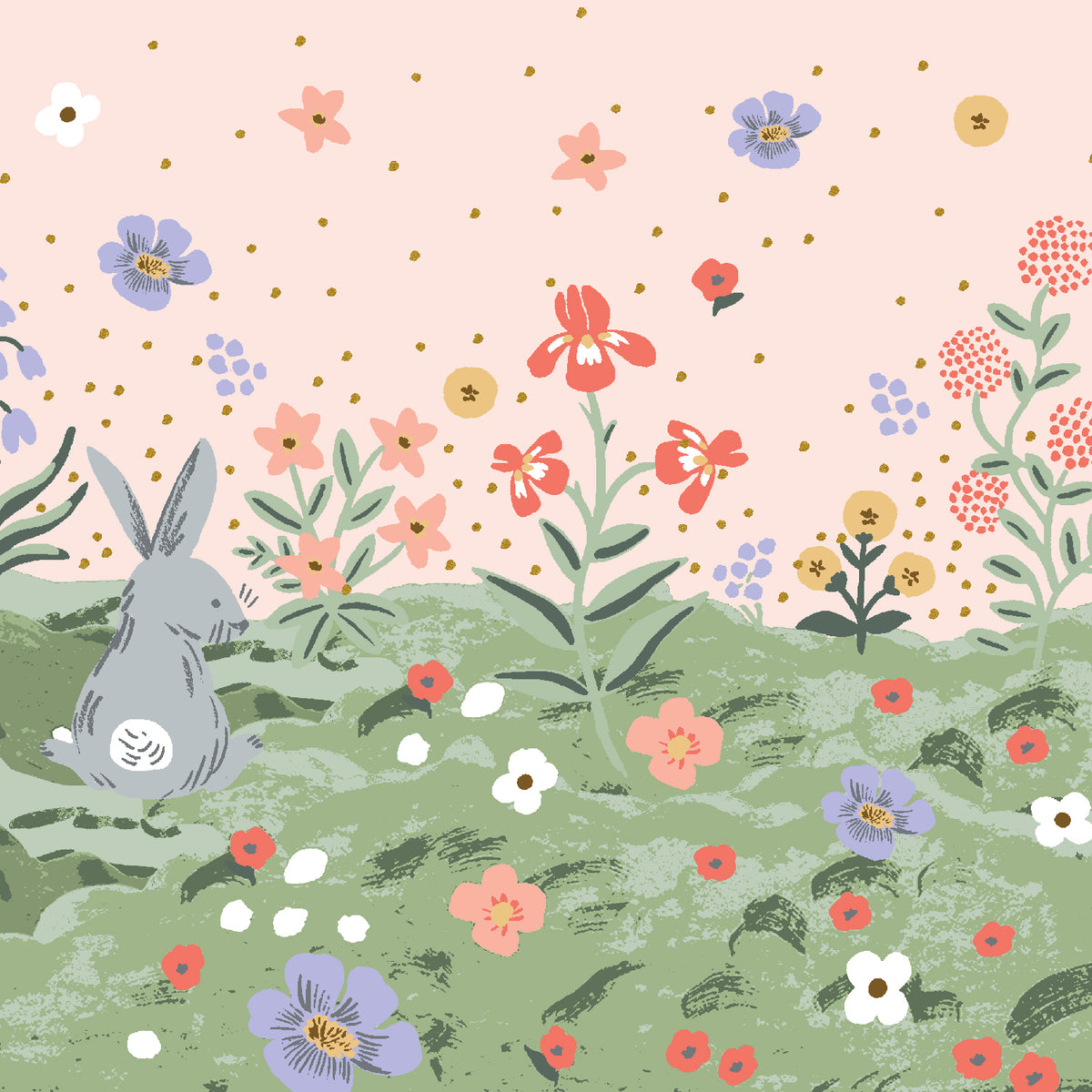 Easter II - Spring Meadow - Pink Metallic