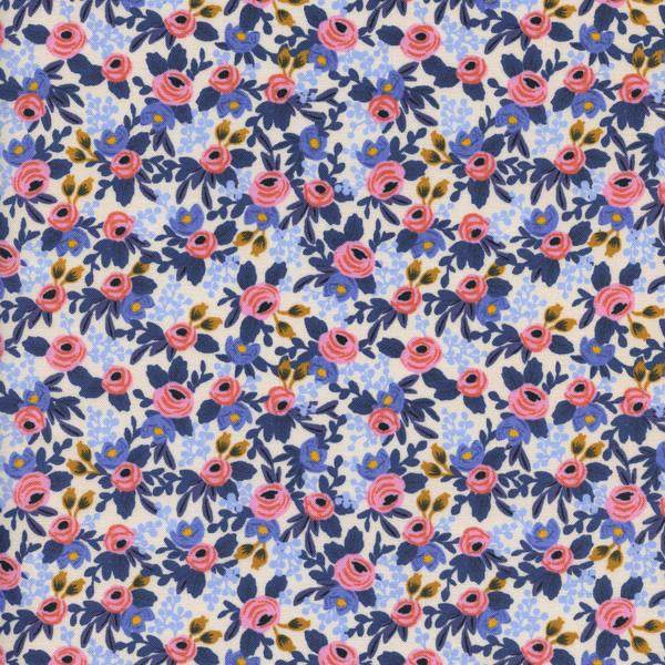 Les Fleurs - Rosa - Periwinkle - Thread Count Fabrics - Cotton + Steel