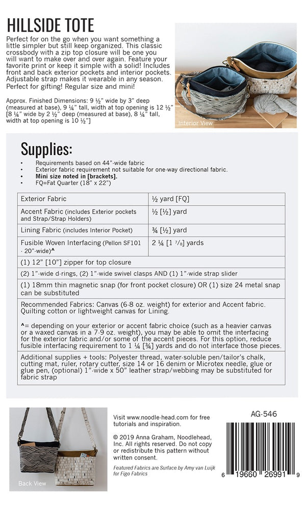 Hillside Tote - Thread Count Fabrics