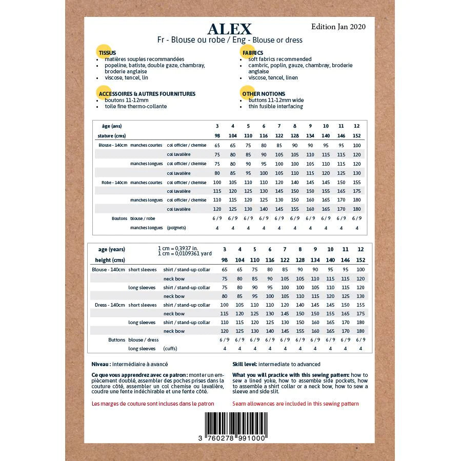Alex Blouse or Dress Pattern | 3-12 Years
