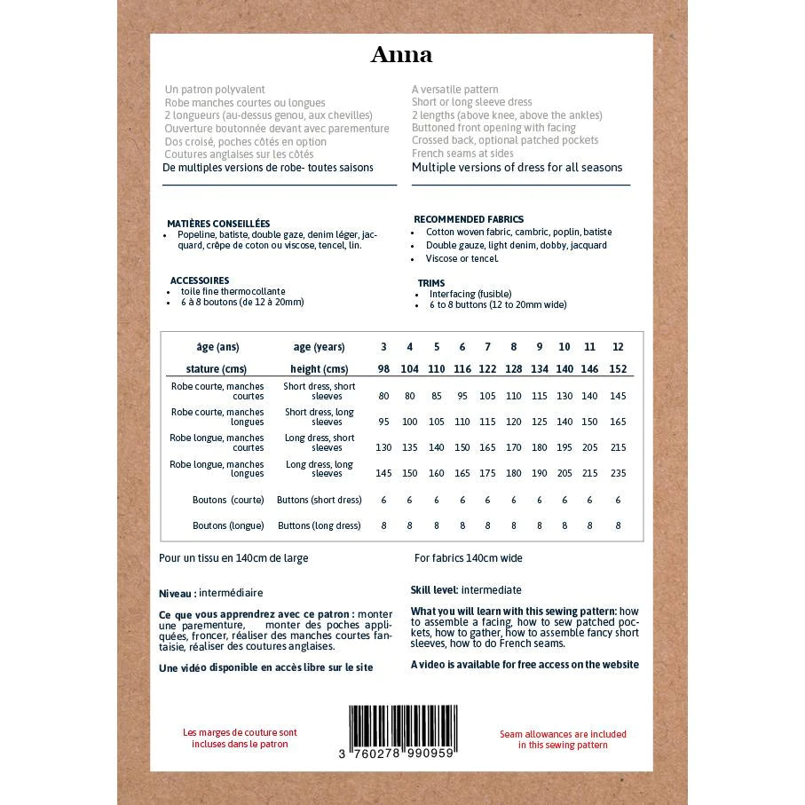 Anna Dress Pattern | 3-12 Years