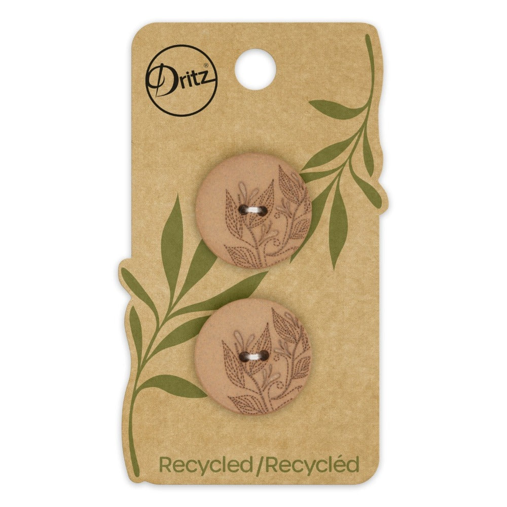 Lazer-Etched Recycled Hemp Buttons - Leaves