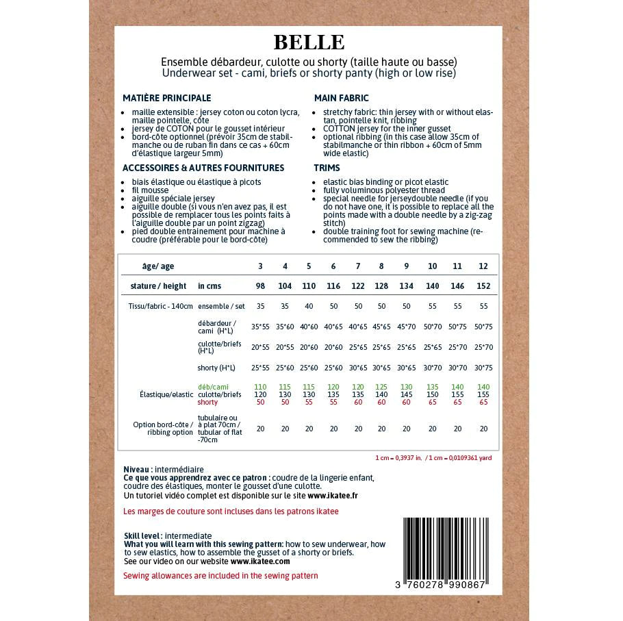 Belle Underwear Set Pattern | 3-12 Years