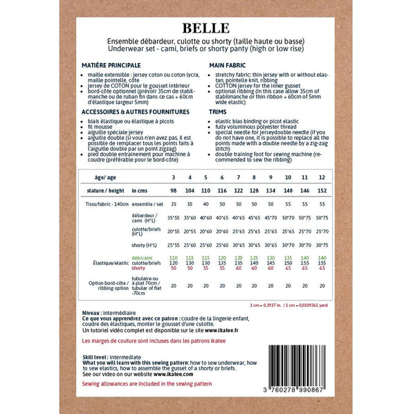 Belle Underwear Set Pattern  3-12 Years - Thread Count Fabrics