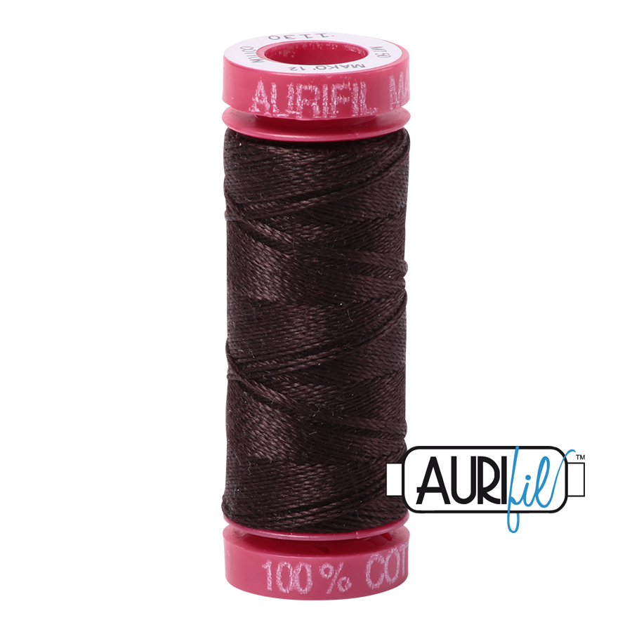 Aurifil 12wt - Very Dark Bark | Small Spool