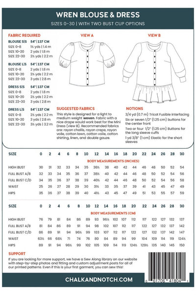 Wren Blouse and Dress Pattern