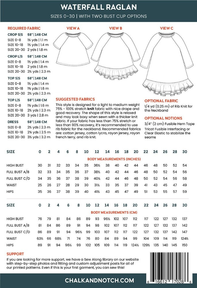 Waterfall Raglan Pattern