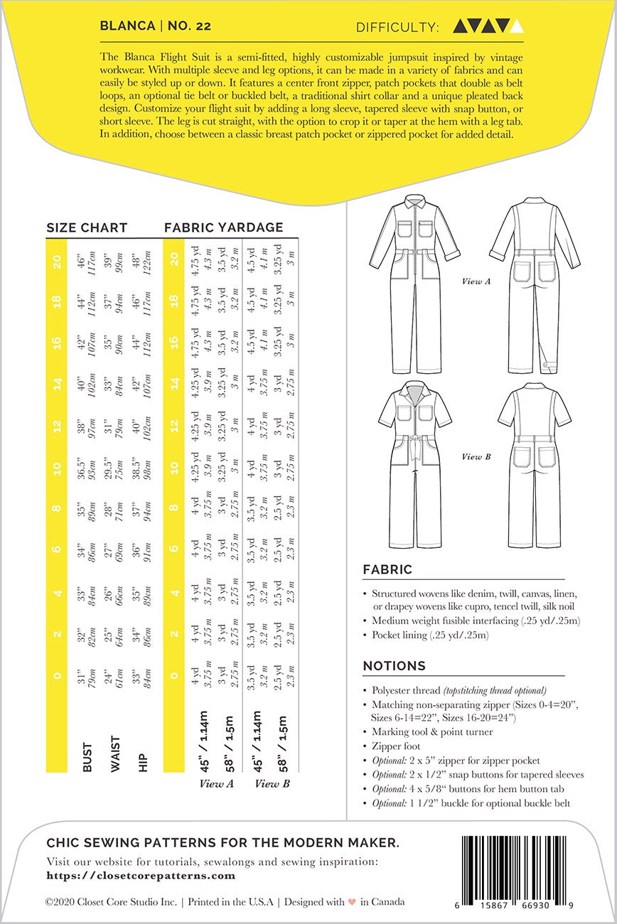 Blanca Flight Suit Pattern