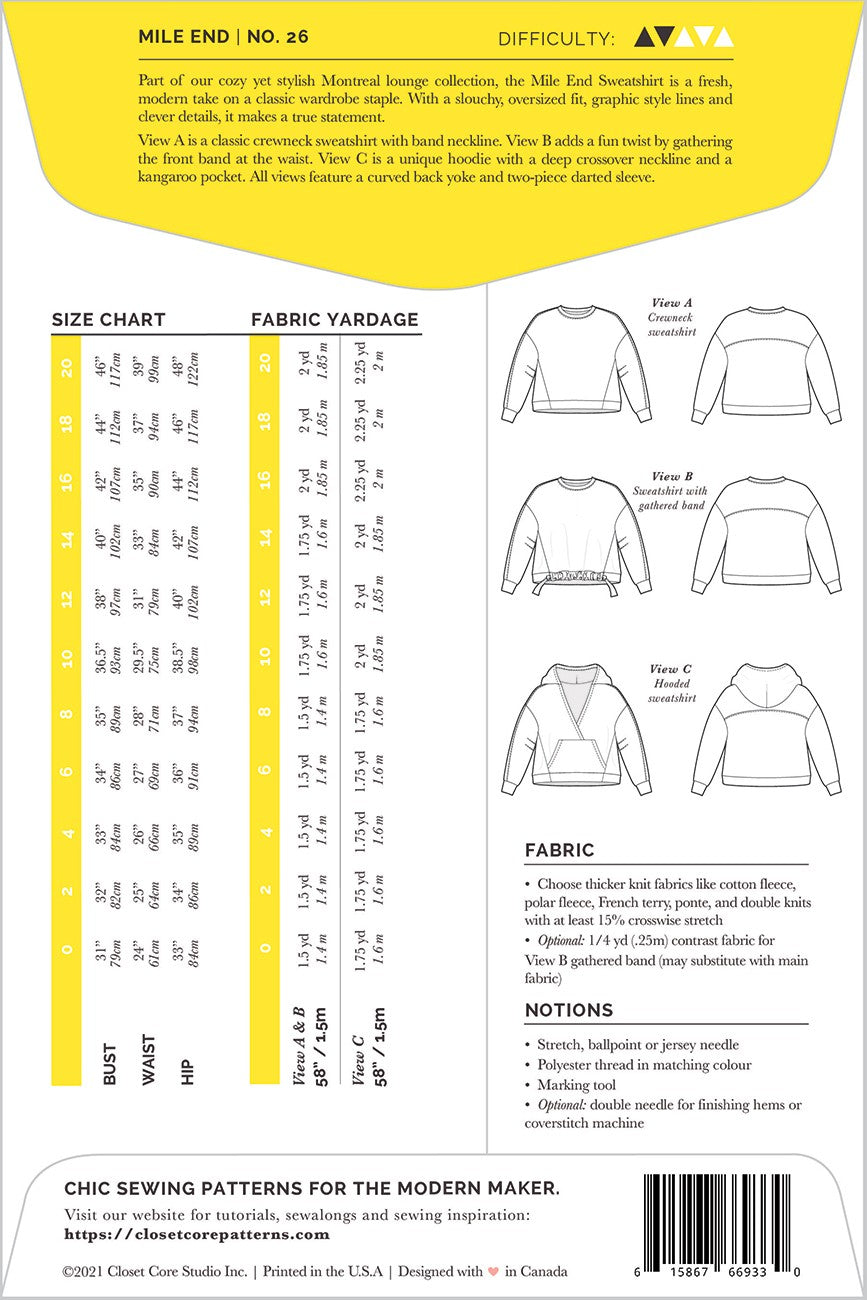 Mile End Sweatshirt Pattern