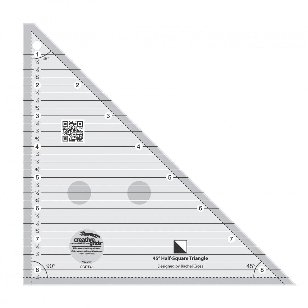 Creative Grid - 45 Degree Half-Square Triangle 8-1/2 in Quilt Ruler