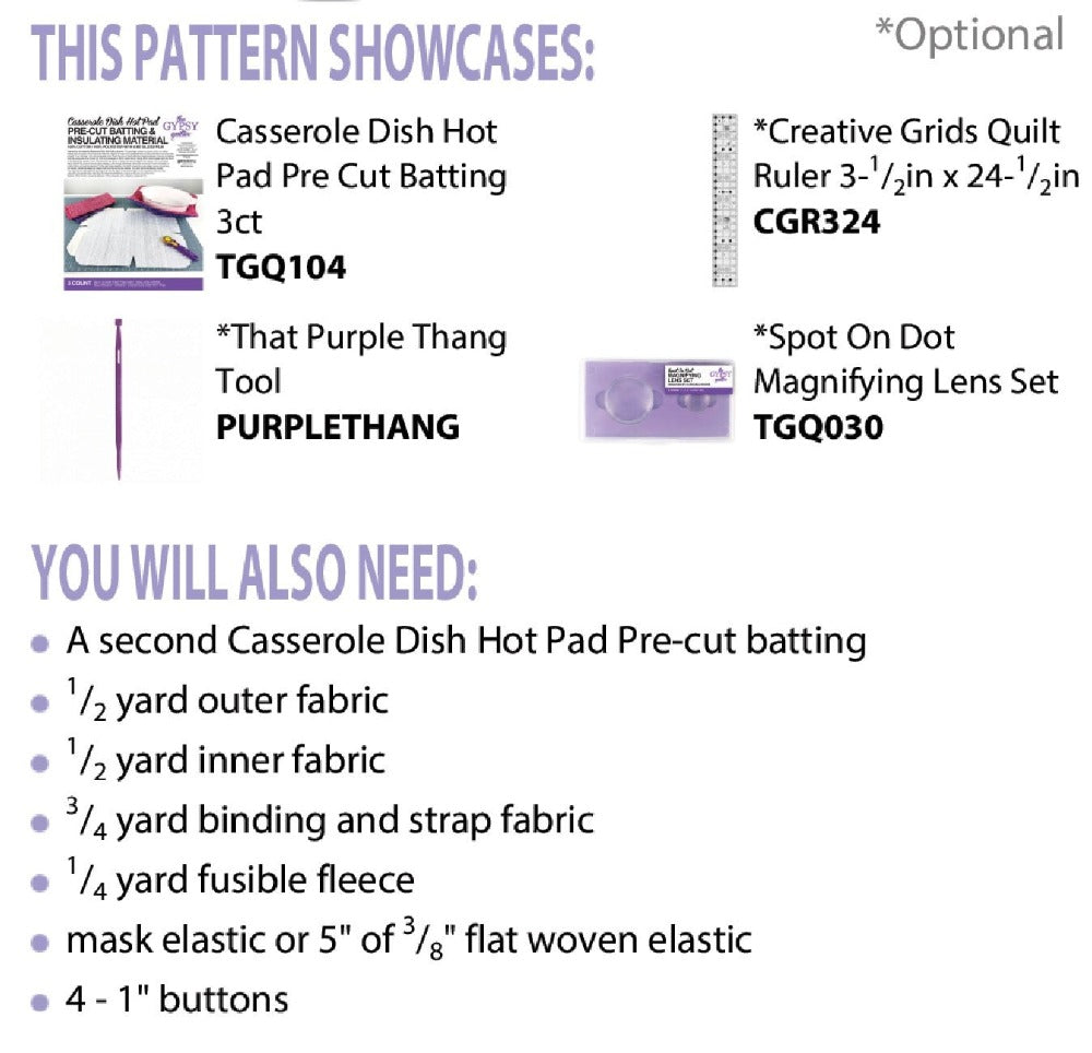 Button Up Casserole Carrier Pattern