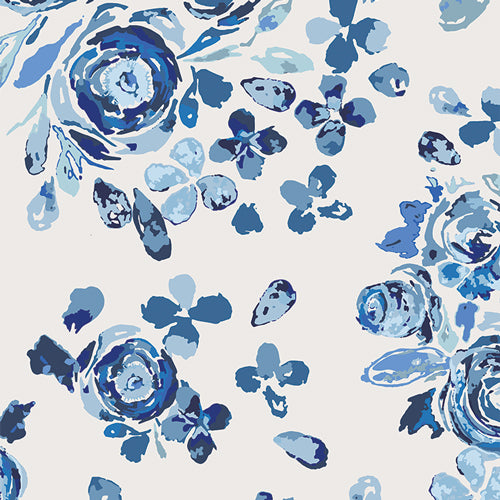 True Blue - Swifting Floral Indigo | Flannel