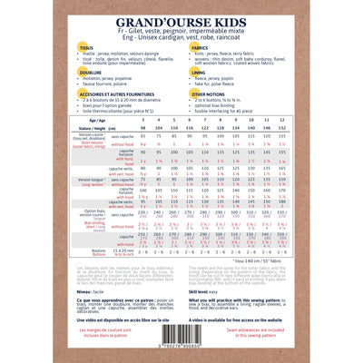 Grand'Ourse Cardigan/Raincoat Pattern | 3-12 Years