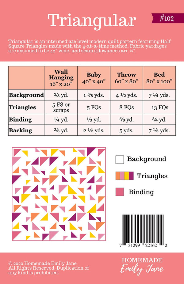 Triangular Quilt Pattern - Thread Count Fabrics