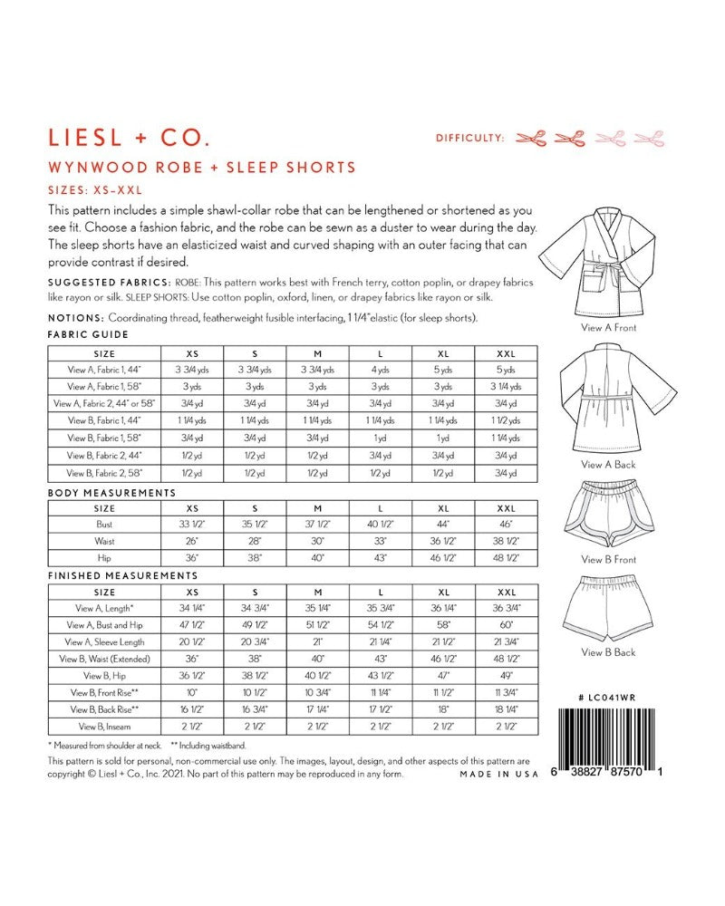 Wynwood Robe and Sleep Shorts Pattern