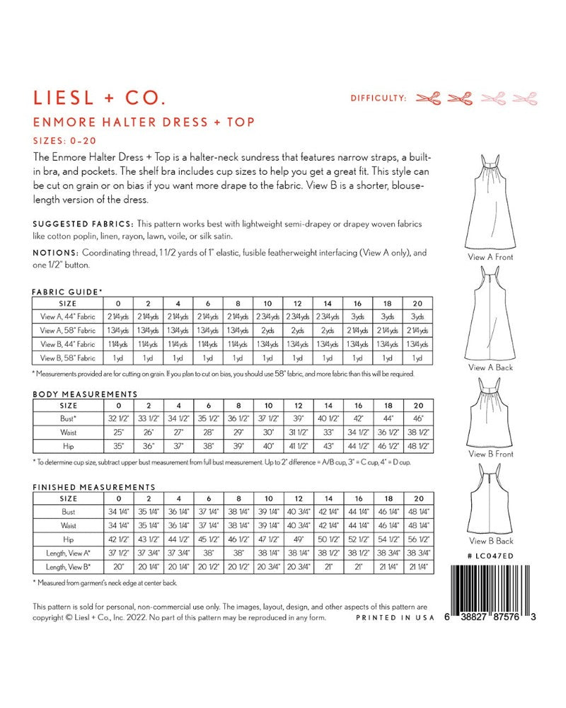 Enmore Halter Dress and Top Pattern