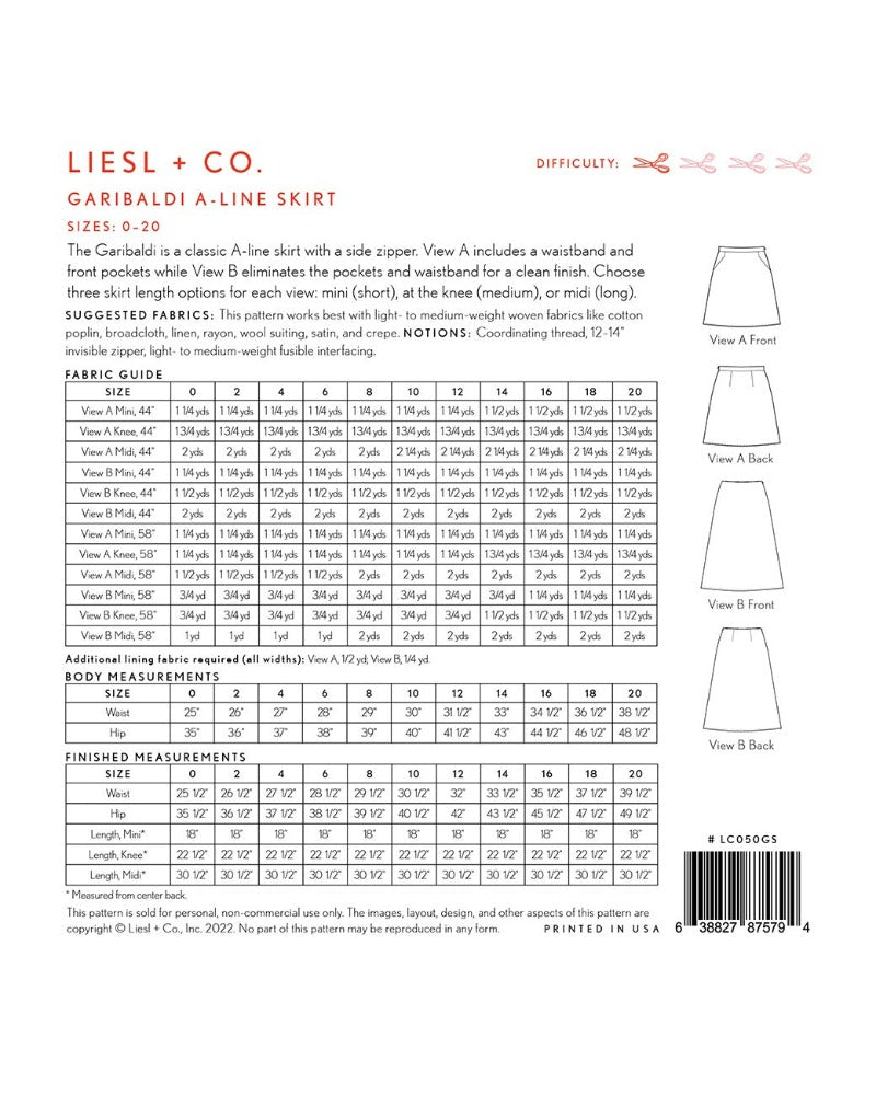 Garibaldi A-Line Skirt Pattern