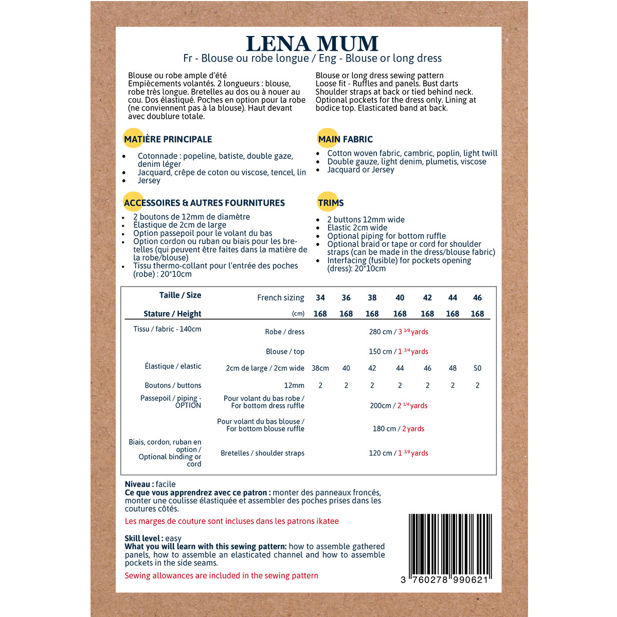 Lena Blouse and Dress Pattern
