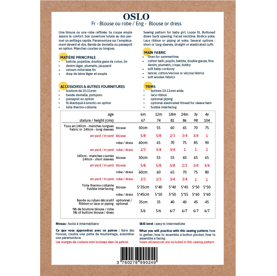 Olso Blouse and Dress Pattern | 6 Months - 4 Years