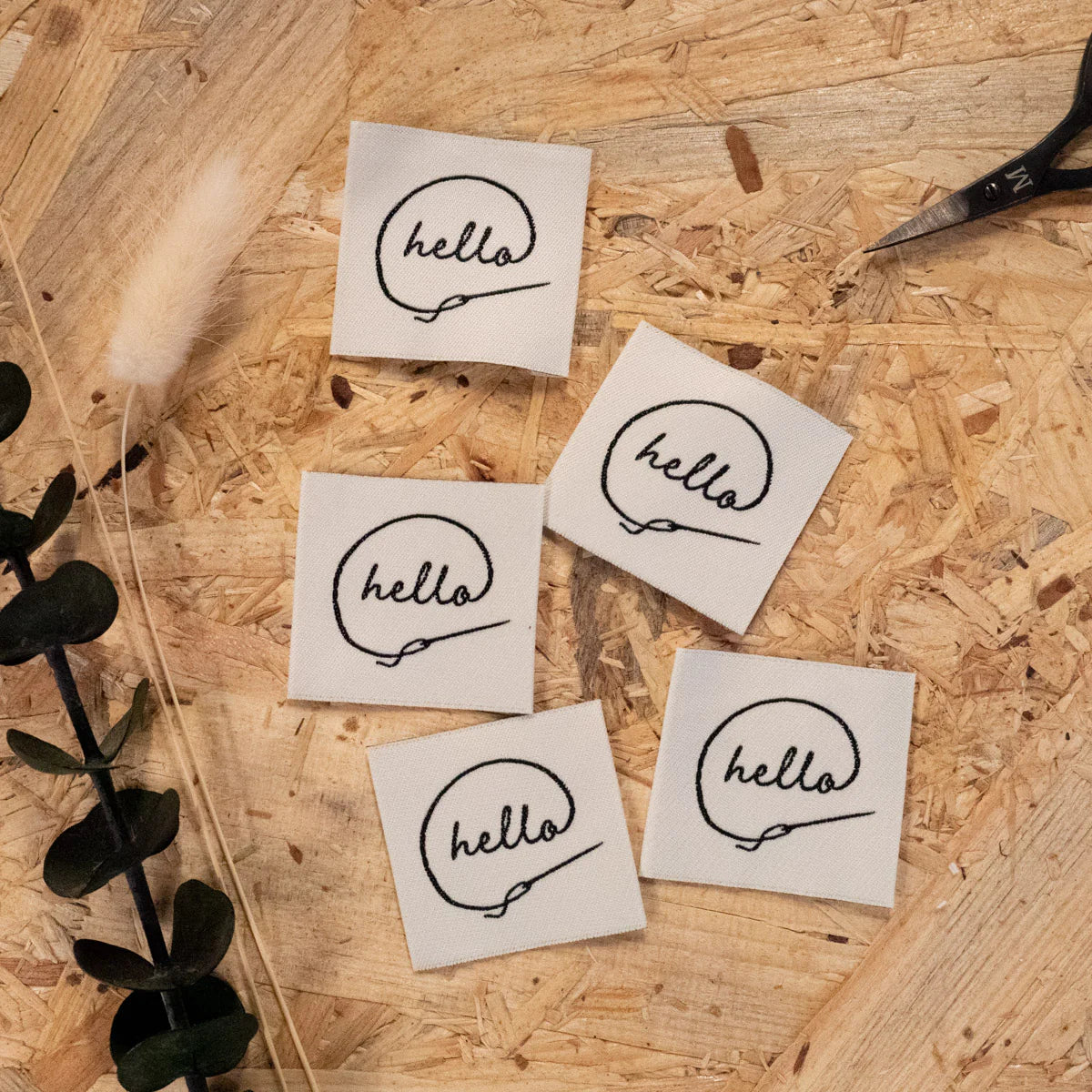 Woven Garment Labels 5-Pack - Hello