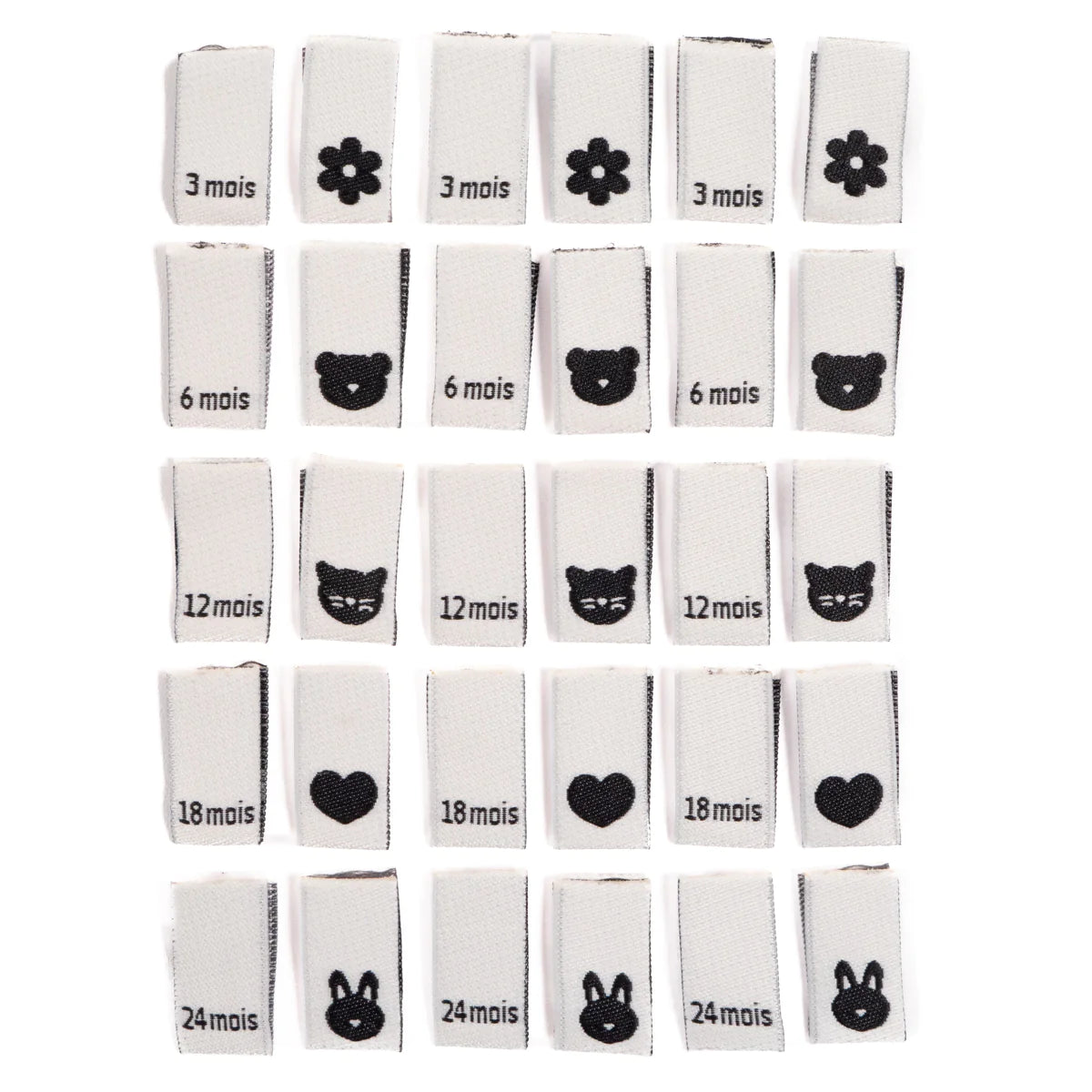 Woven Size Labels 15-Pack - 3-24 Months