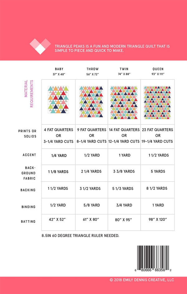 Triangle Peaks Quilt Pattern - Thread Count Fabrics