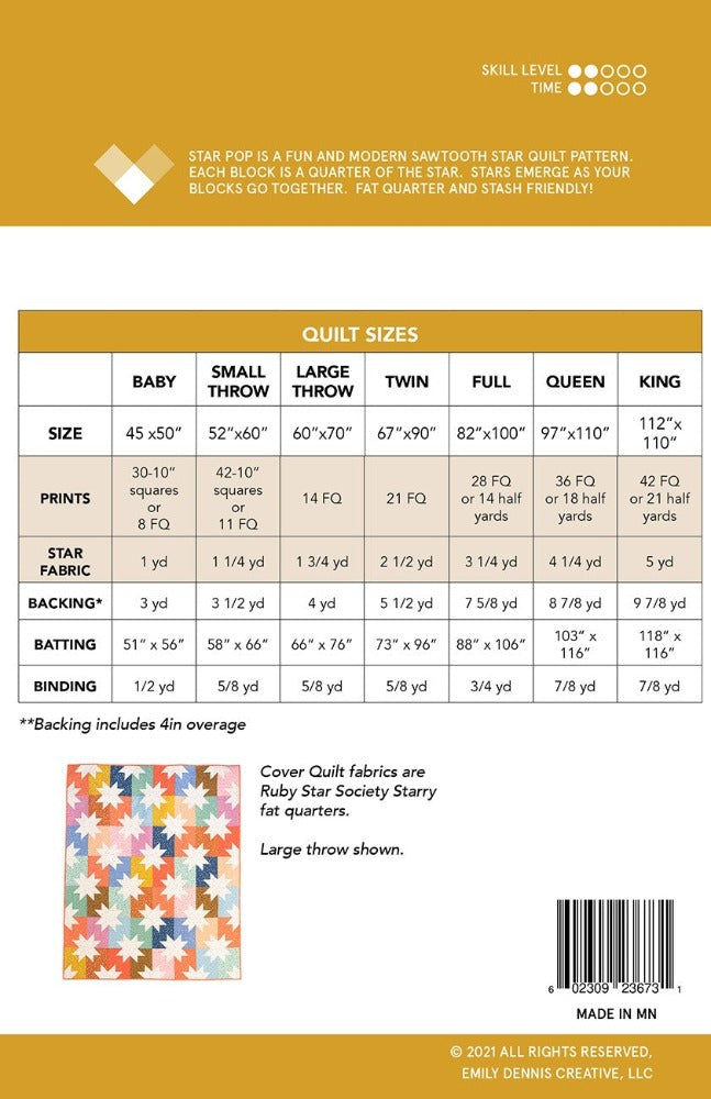 Star Pop Quilt Pattern