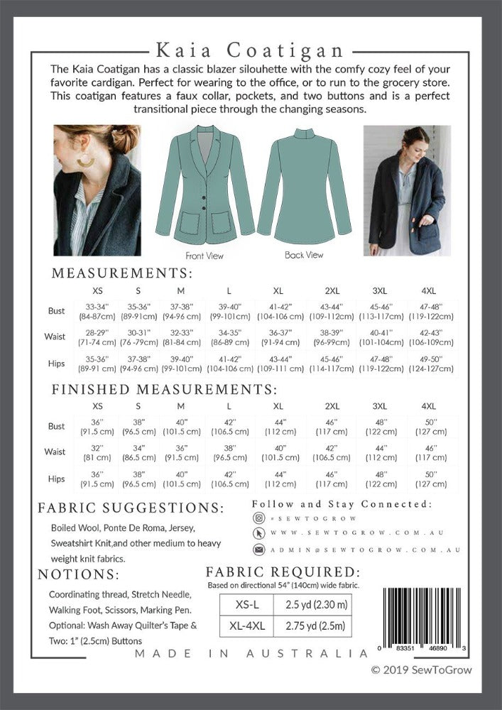 Kaia Coatigan Blazer Pattern