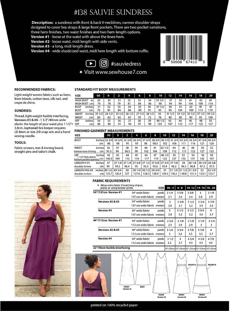 Sauvie Sundress Pattern - Sizes 00-20