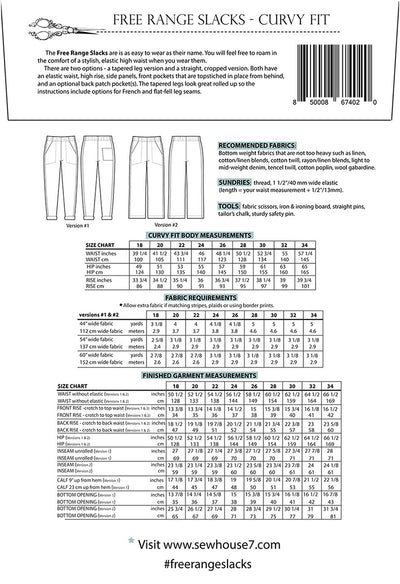 Free Range Slacks Pattern - Sizes 18-34