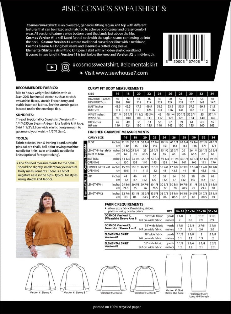 Cosmos Sweatshirt and Skirt Pattern - Curvy Fit
