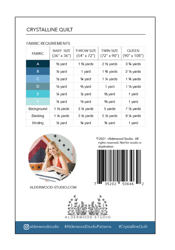 Crystalline Quilt Pattern - Thread Count Fabrics