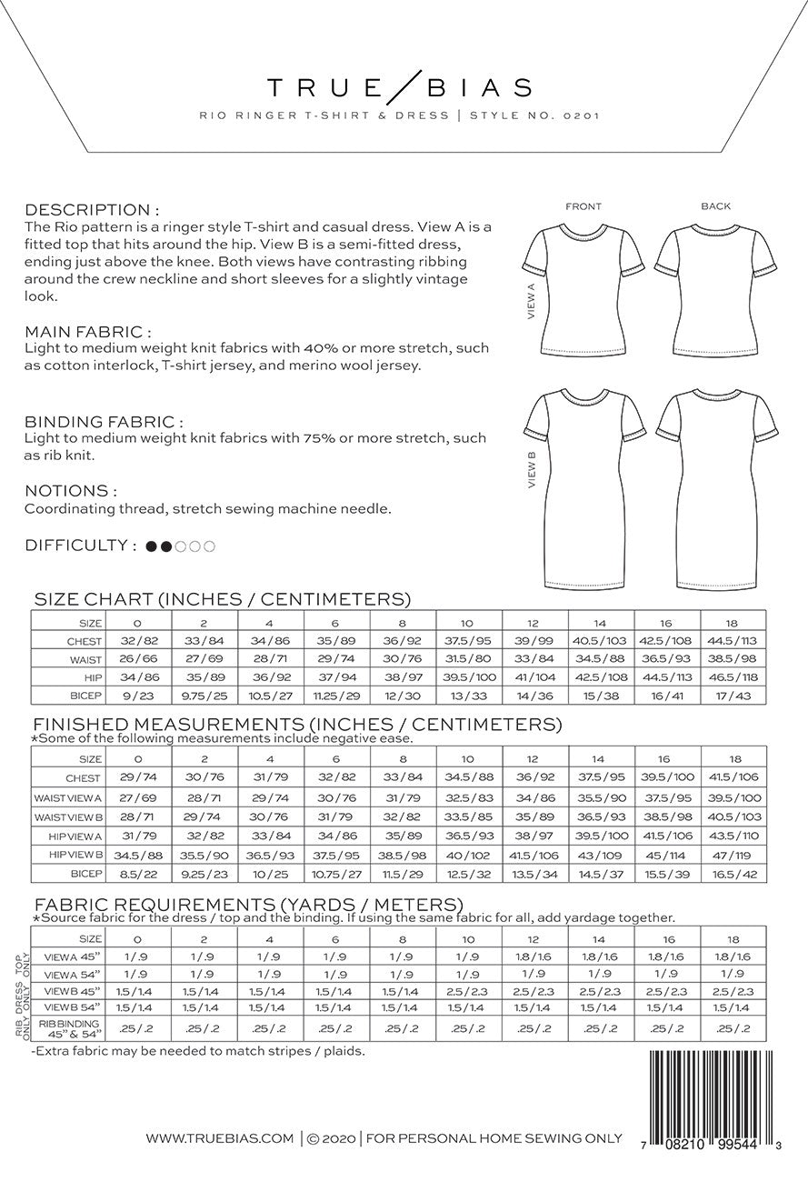 Rio Ringer T-Shirt and Dress Pattern