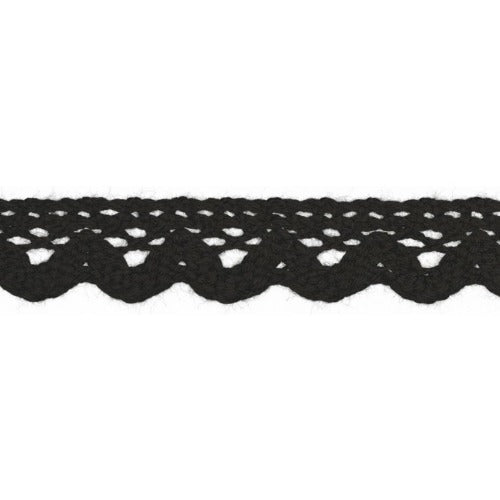 Black Crochet Cotton Lace Scalloped Edge Trim