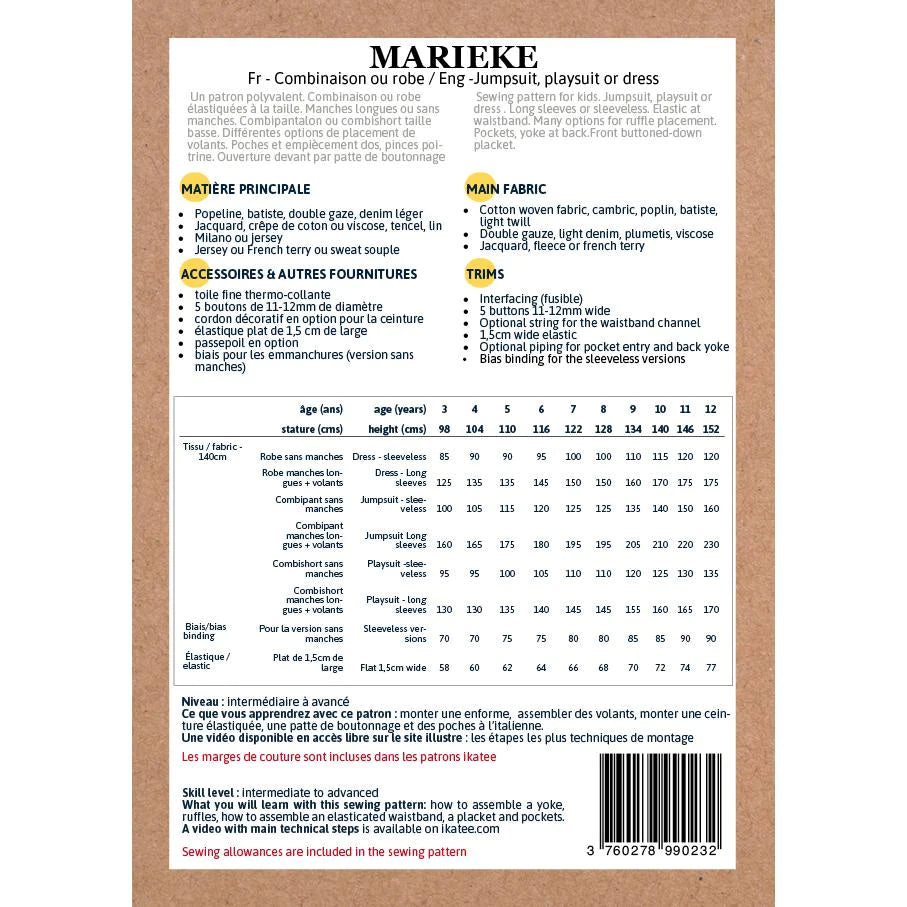 Marieke Jumpsuit and Dress Pattern | 3-12 Years