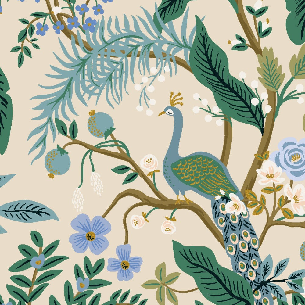 Vintage Garden - Peacock - Cream Metallic | Canvas