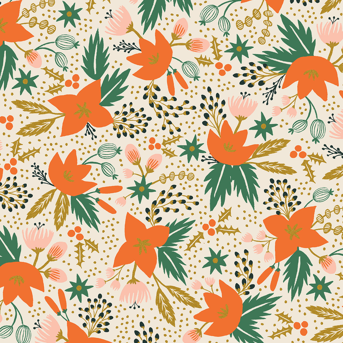 Holiday Classics - Poinsettia - Cream Metallic