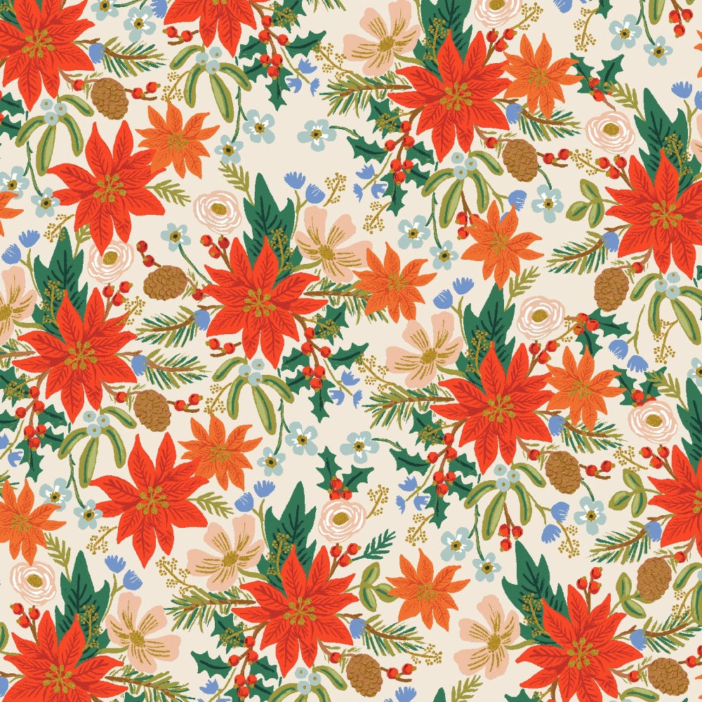 Holiday Classics II - Poinsettia Bouquet - Cream Metallic