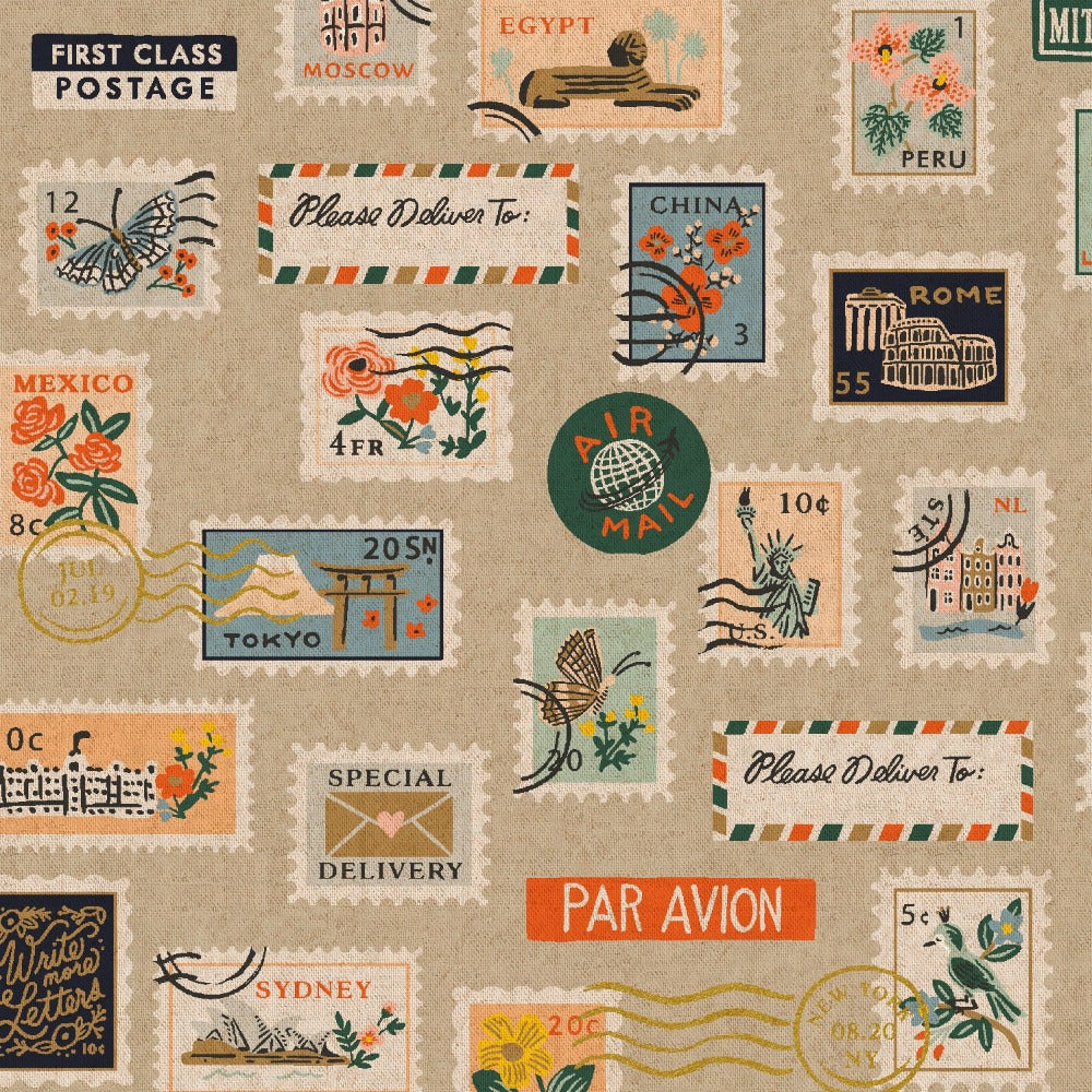 Bon Voyage - Postage Stamps - Natural Metallic | Canvas